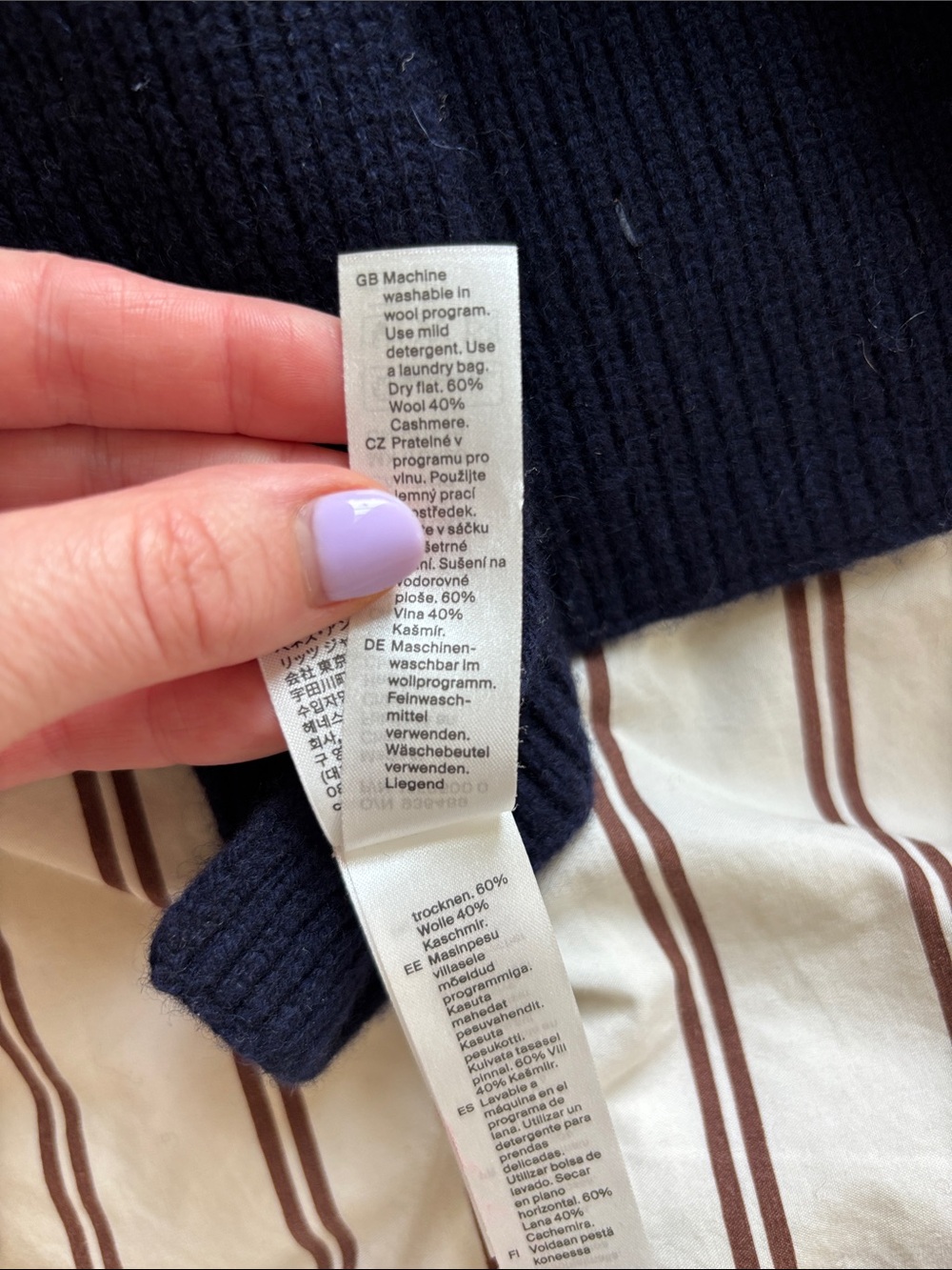 COS Navy Ribbed Knit Scarf - Picture 4 of 5